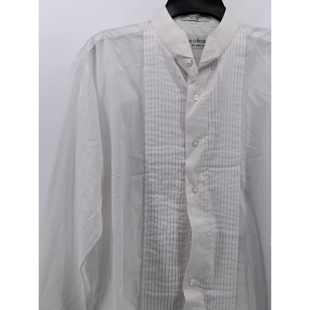 MARTINO COLLECTION By Henry Segal Men's White Pleated Button-Up Shirt SZ L