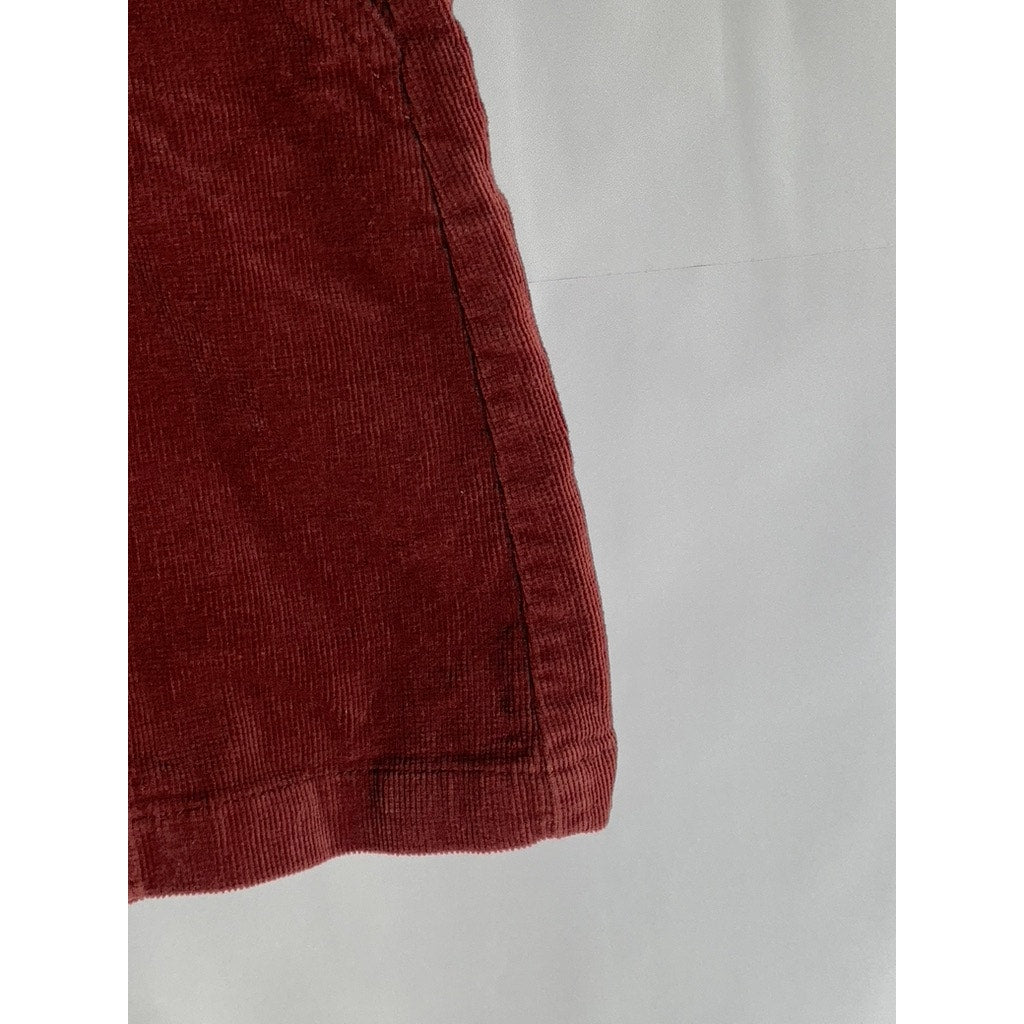 FOREVER 21 Women's Burgundy Button-Front Corduroy Mini Skirt SZ S
