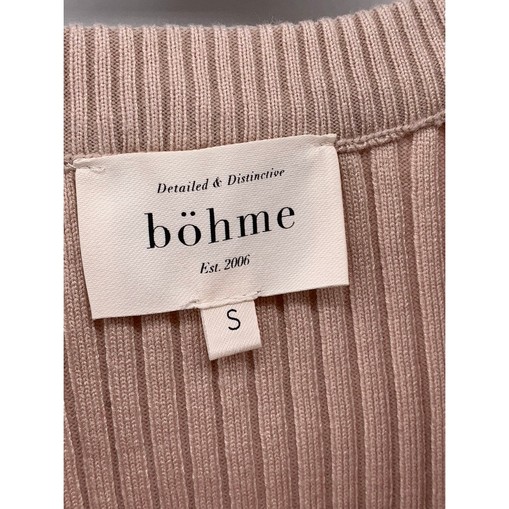 BOHME Women's Beige Ribbed Pullover Cutout Shrug Sweater SZ S