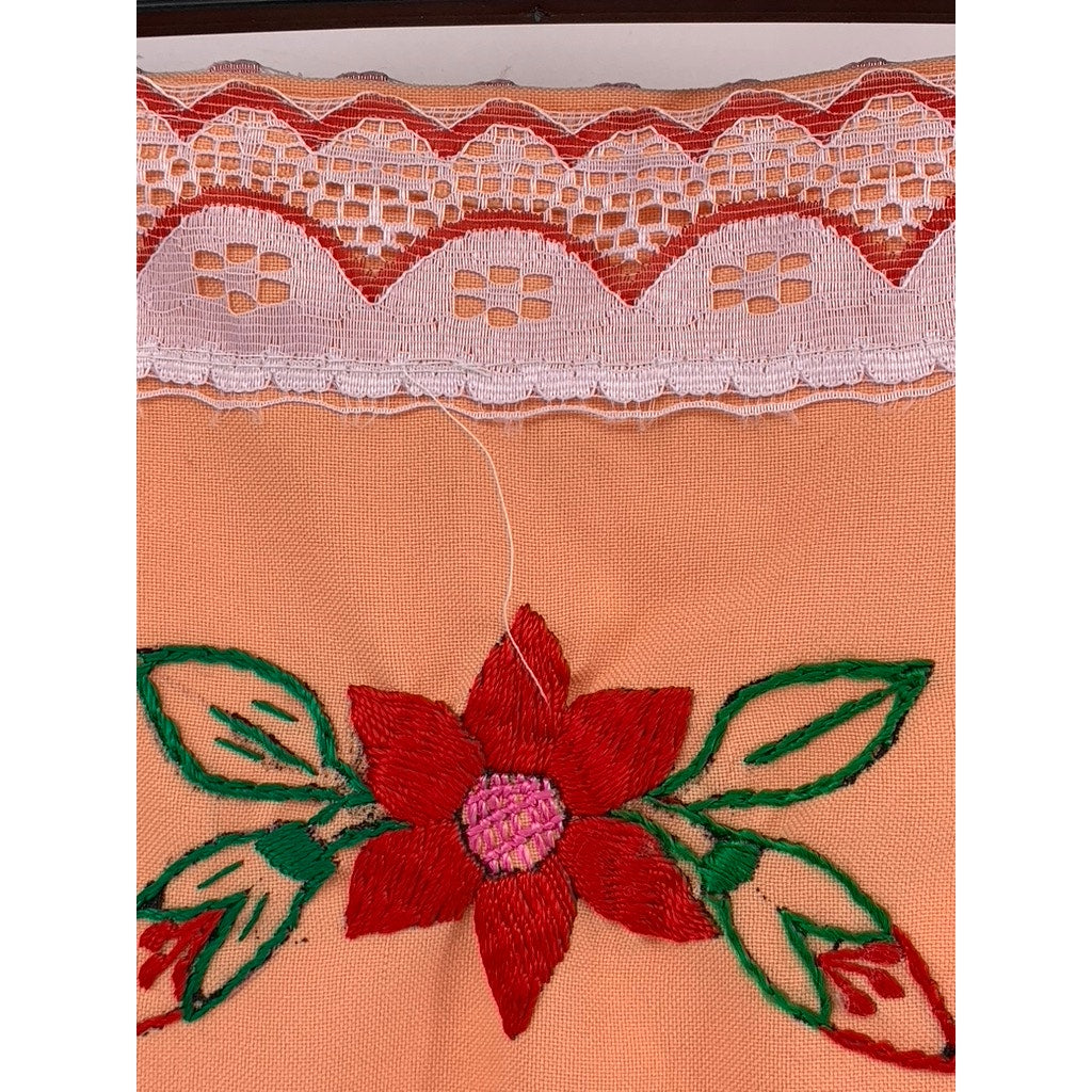 UNBRANDED Peach Embroidered Floral Pillow Case