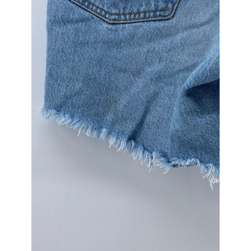 LEVI'S Women's Light Wash Blue Distressed 501 Denim Cutoff Shorts SZ 26