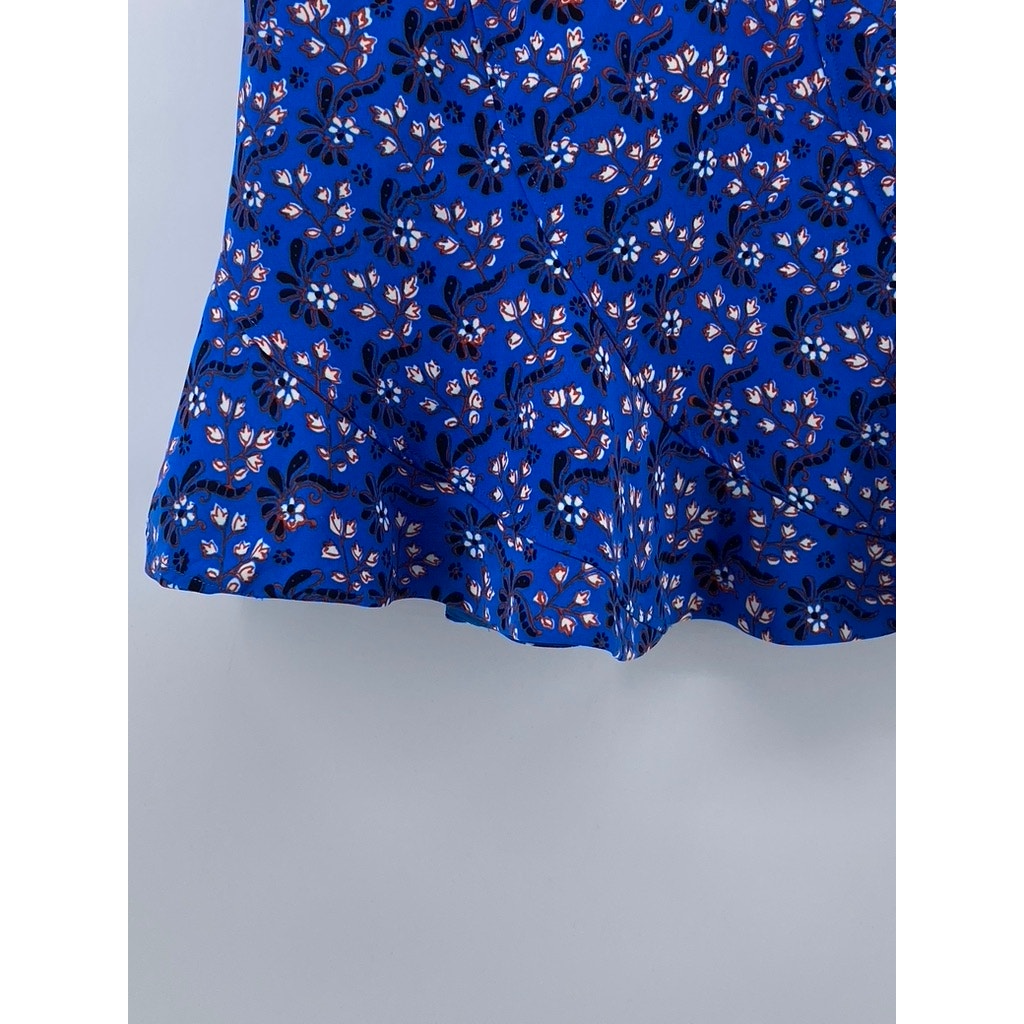 J.CREW Women's Blue Floral Ruffle-Hem Mini Skirt SZ 0