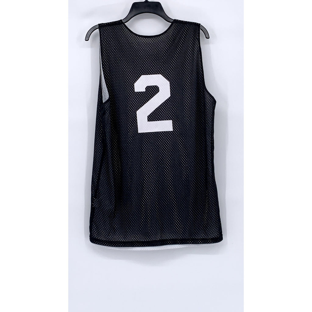 UNBRANDED Men’s Black-White Mesh Scoop-Neck Sleeveless Jersey SZ M
