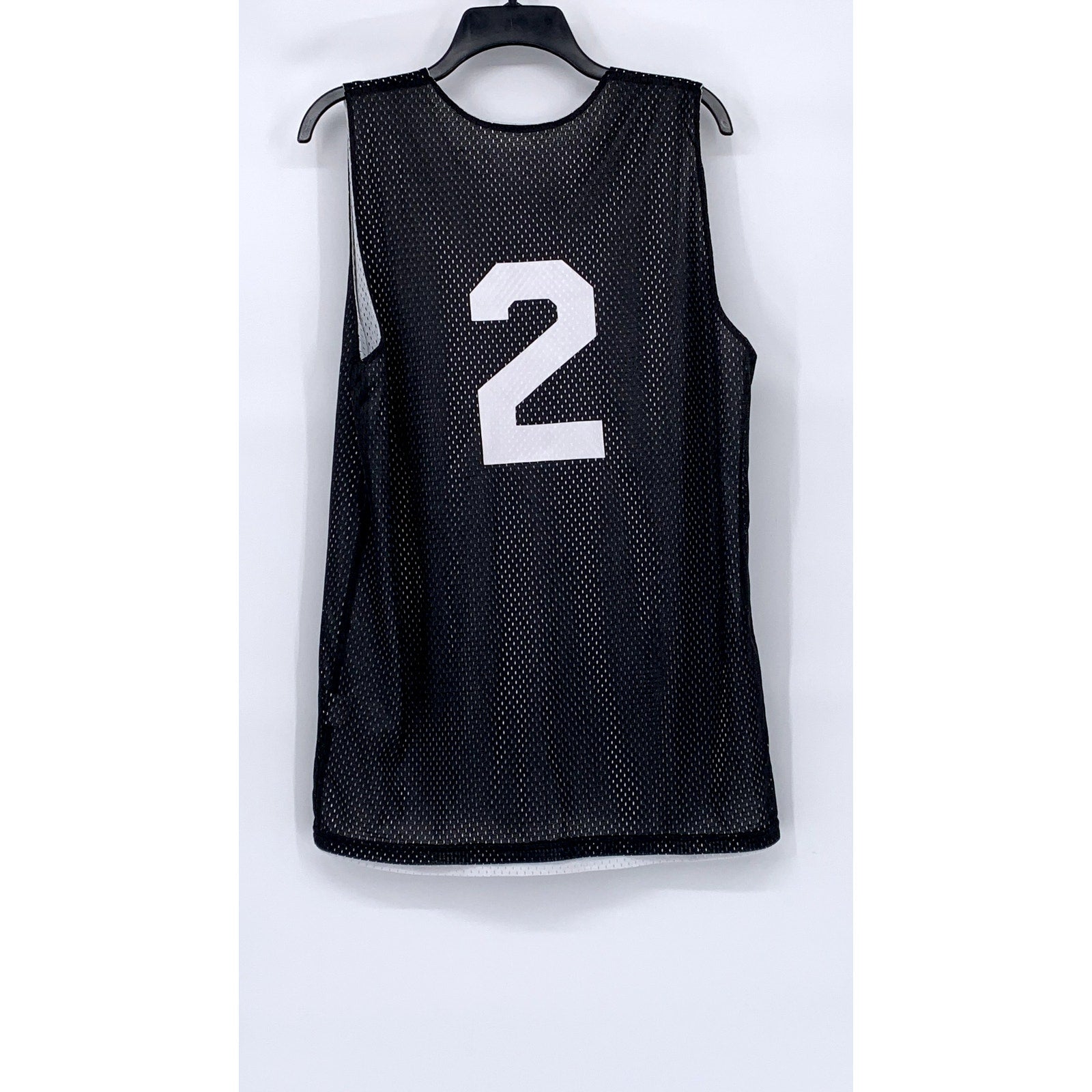 UNBRANDED Men’s Black-White Mesh Scoop-Neck Sleeveless Jersey SZ M