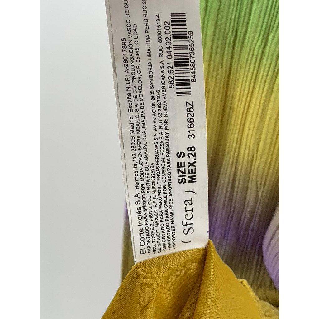 SFERA COLLECTION Women's Yellow-Green-Purple Ombre Pleated Halter Maxi Dress SZS