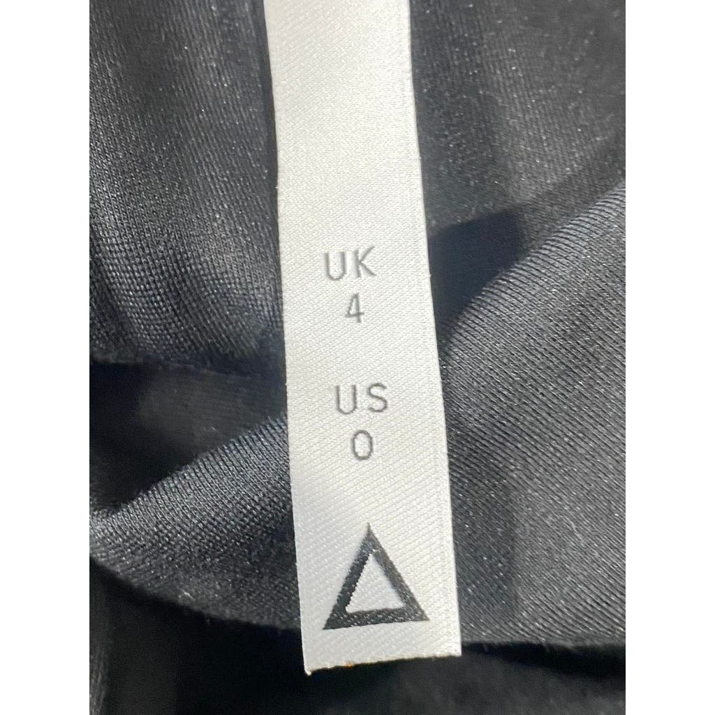 AQ/AQ Women's Black Deep Plunge V Neck Sleeveless Jane Knee Length Dress SZ 0