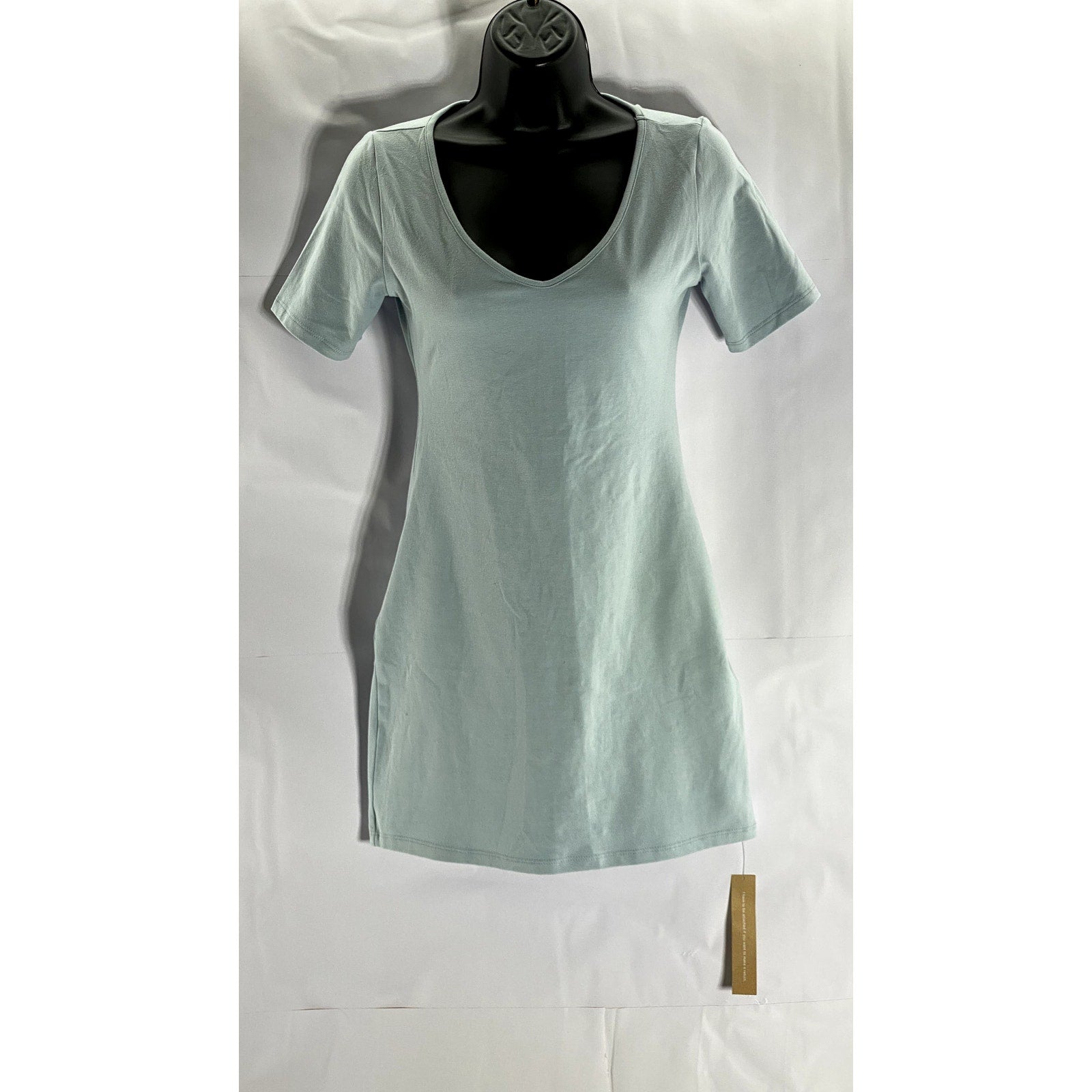 REFORMATION Women's Light Blue V-Neck Short Sleeve Knit Mini Dress SZ S