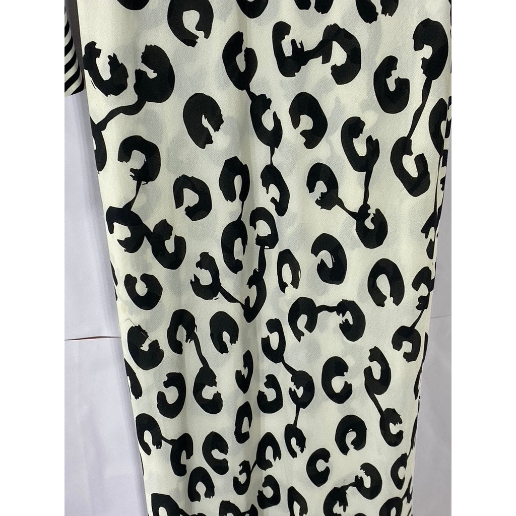 LILY Women's Black-White Striped-Printed Tie-Front Long Sleeve Maxi Dress SZ S
