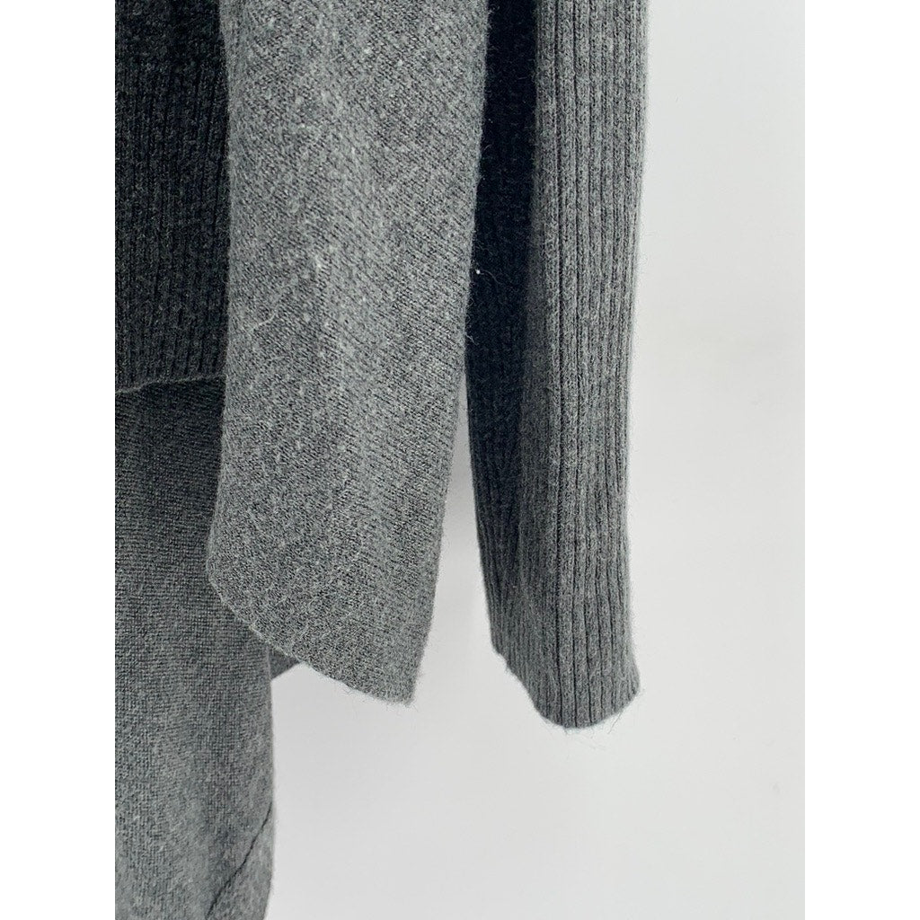 VERVE AMI Women's Gray Acrylic-Blend Open-Front Handkerchief Cardigan SZ L