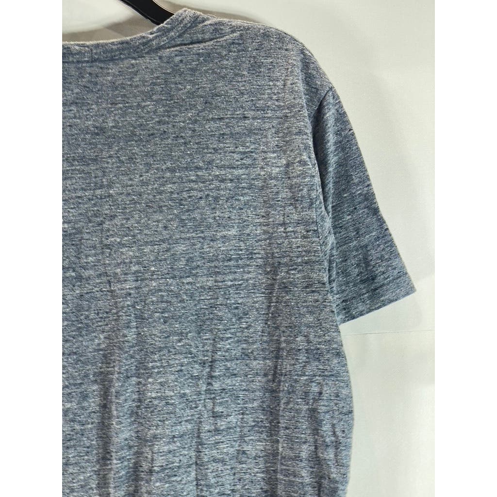 MARINE LAYER Men's Heather Blue Re-Spun Patch Pocket Short Sleeve T-Shirt SZ M