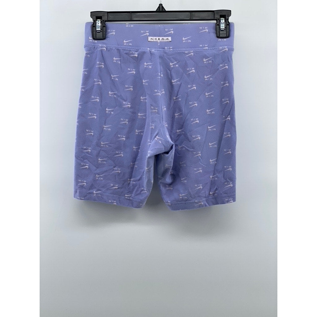 NIKE Women's Lilac Logo Print High-Rise Air Casual Bike Shorts SZ S