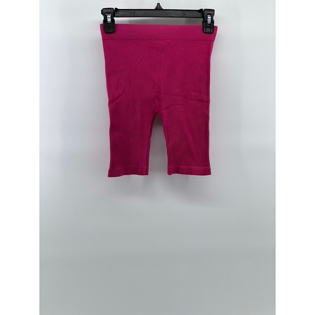 ZARA Women's Fuchsia Ribbed Contour Pull-On Biker Shorts SZ XS-S