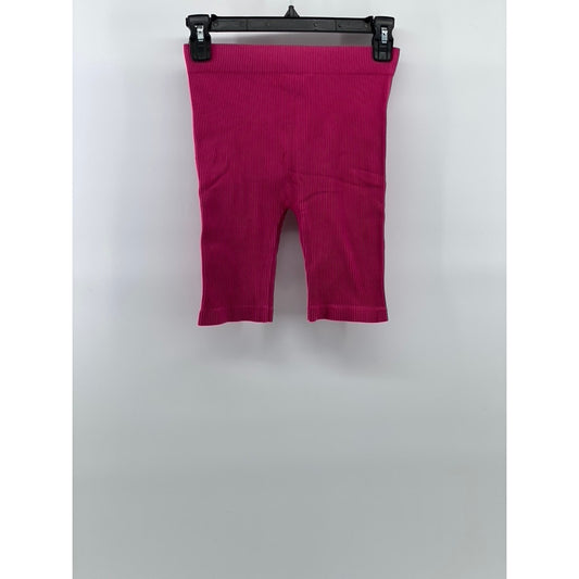 ZARA Women's Fuchsia Ribbed Contour Pull-On Biker Shorts SZ XS-S