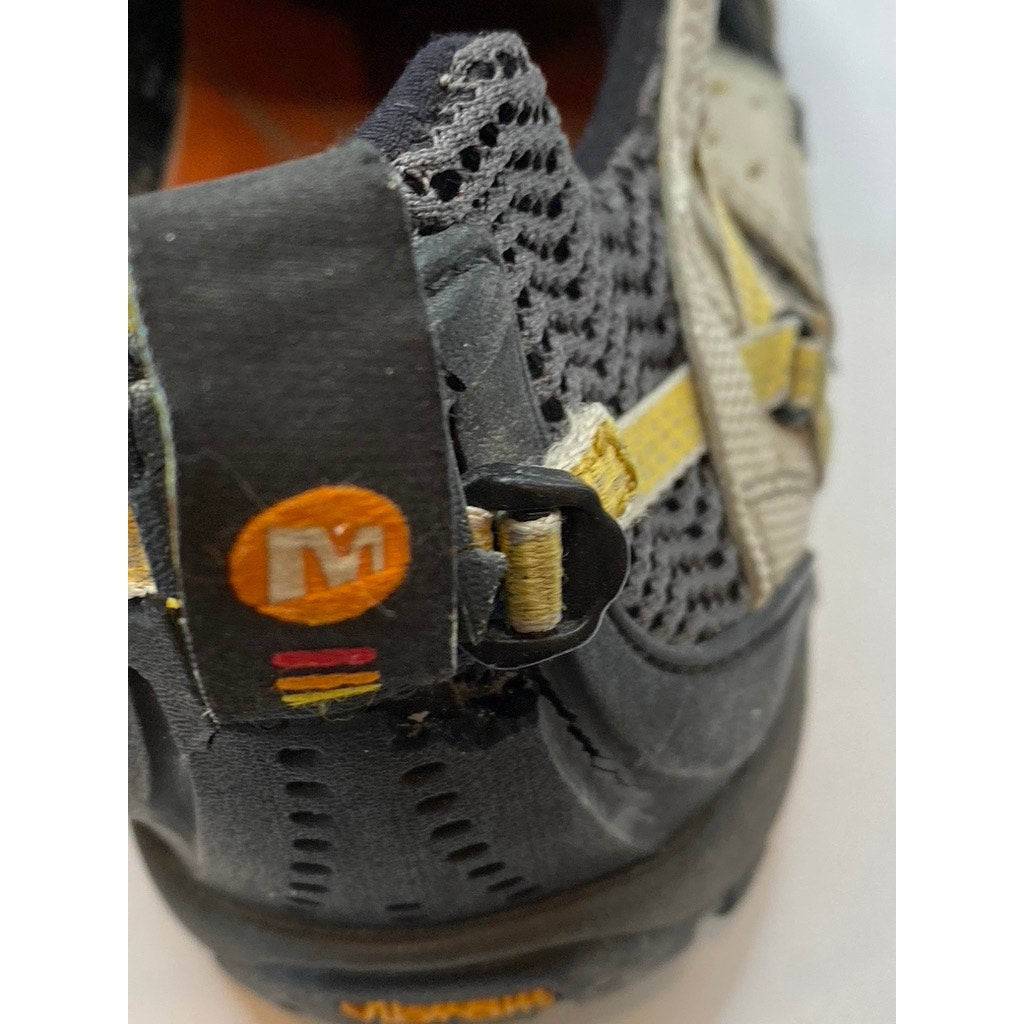 MERRELL Men's Black-Yellow Mesh Continuum Lace-Up Hiking Sneakers SZ 10.5