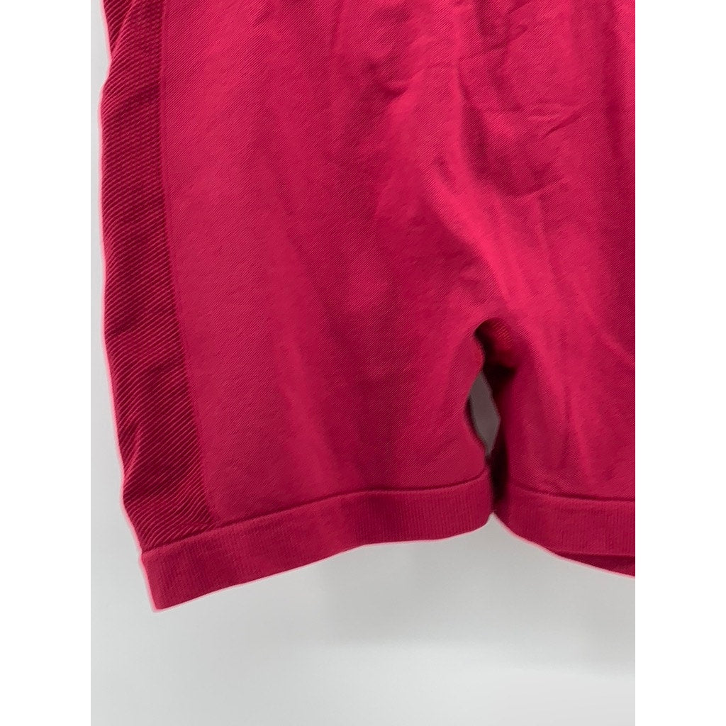 UNBRANDED Women's Dark Red Ruched High-Rise Bike Shorts SZ L