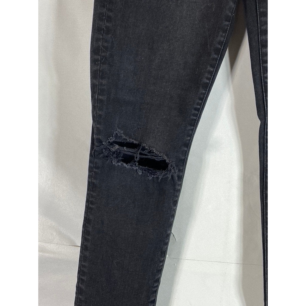 AMERICAN EAGLE Women's Black Distressed Skinny-Fit Denim Jean SZ 4/Regular