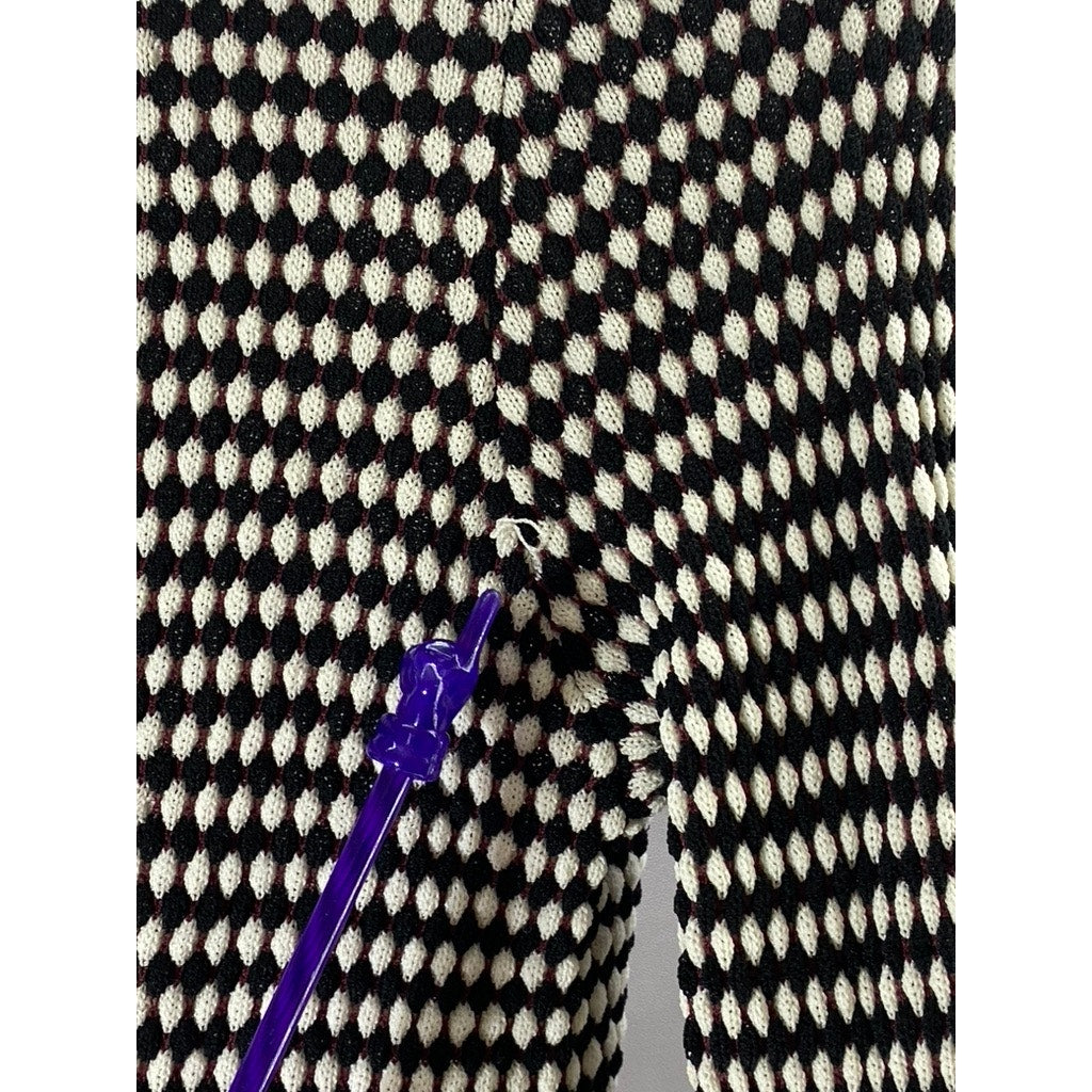 ZARA KNIT Women's Black-White Textured Button-Up Long Sleeve Cardigan SZ S