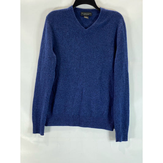 THE MEN'S STORE BLOOMINGDALES Men's Blue V-Neck Cashmere Pullover Sweater SZ S