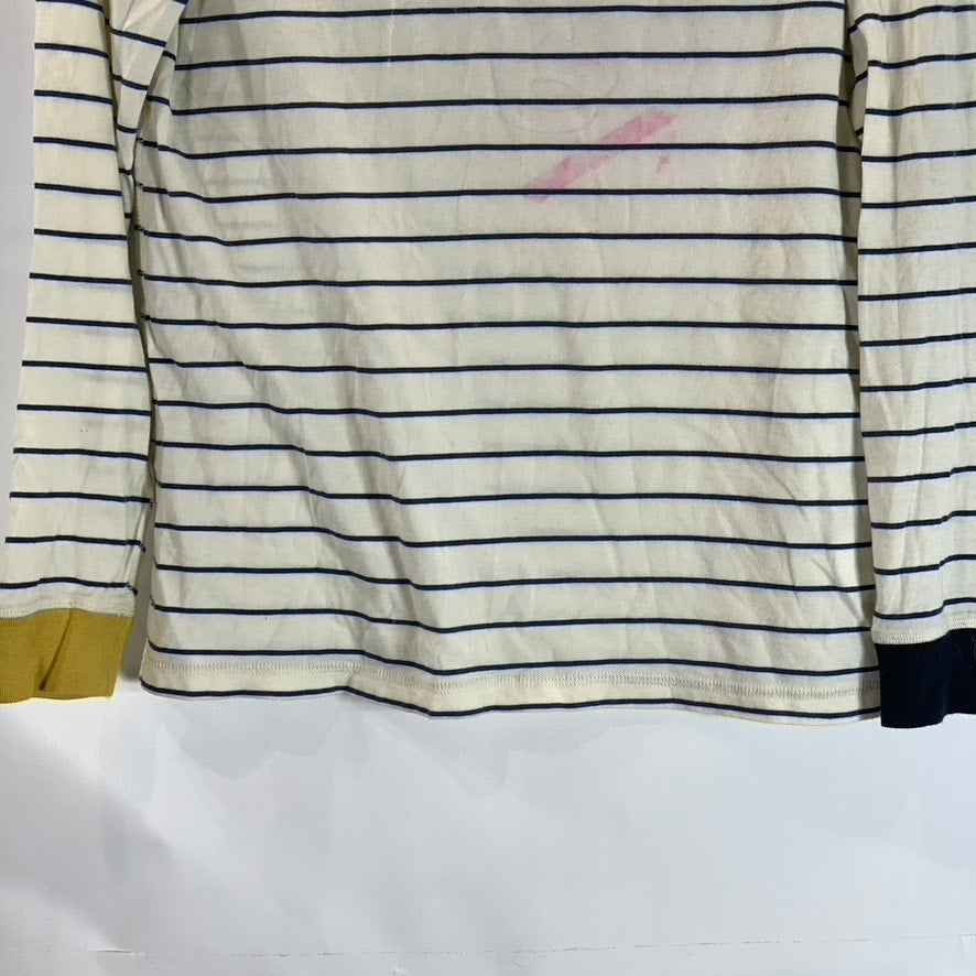 SLEEPY JONES Women's Cream/Navy Striped Crewneck Colorblock Pajama Top SZ XXS