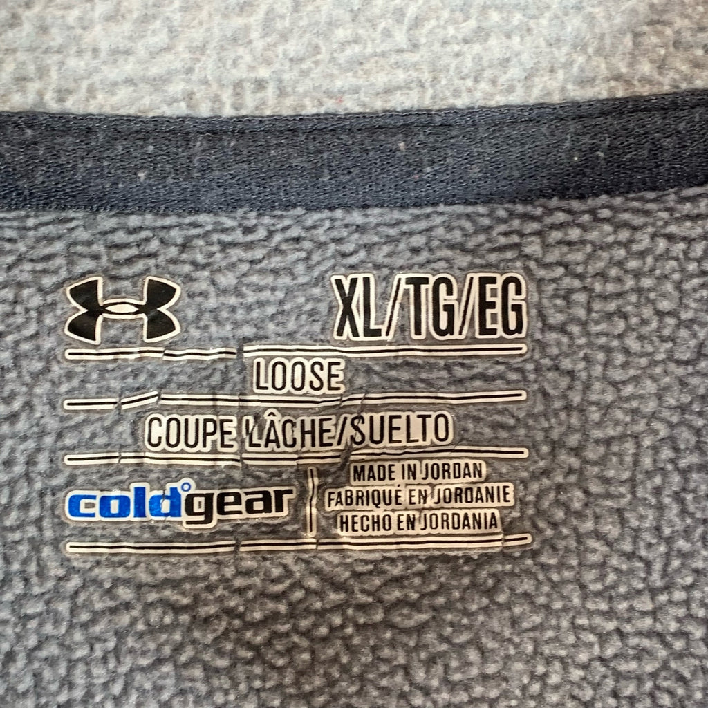 UNDER ARMOUR Men's Gray/Black Steel Goldgear Quarter-Zip Fleece Loose Sweater XL