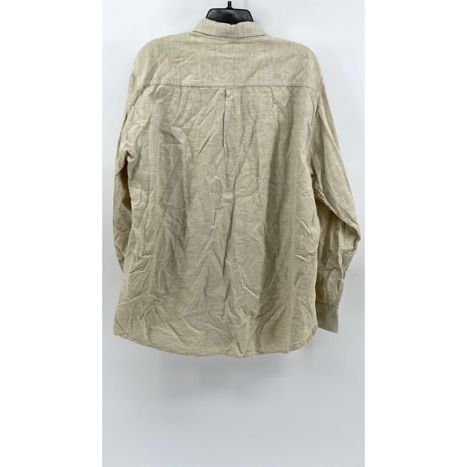 TRADER BAY Men's Beige Regular-Fit Button-up Long Sleeve Shirt SZ L