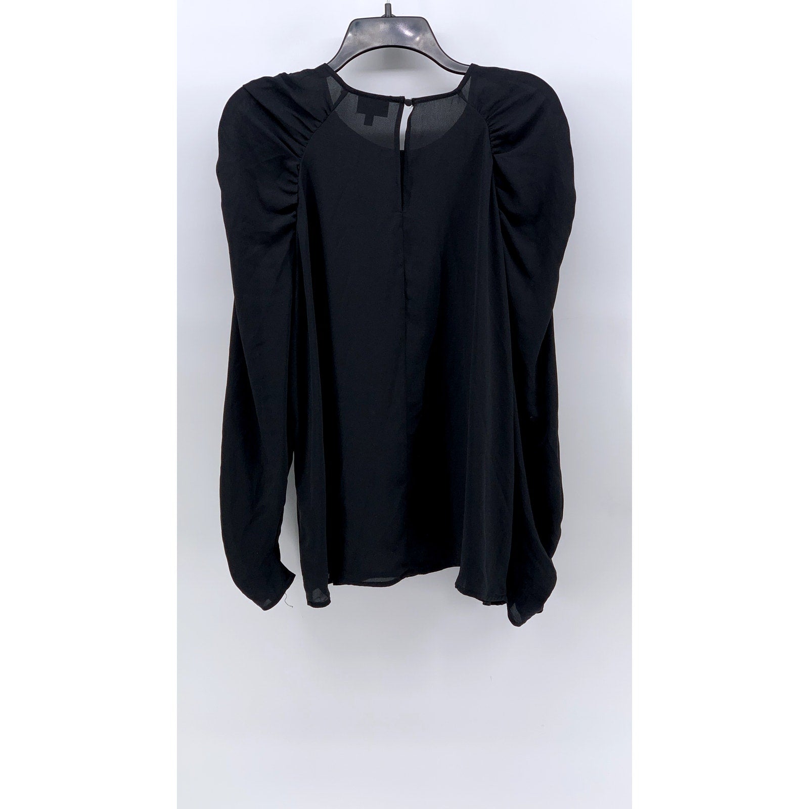 WHO WHAT WEAR Women's Black Long Puff Sleeve Top SZ L