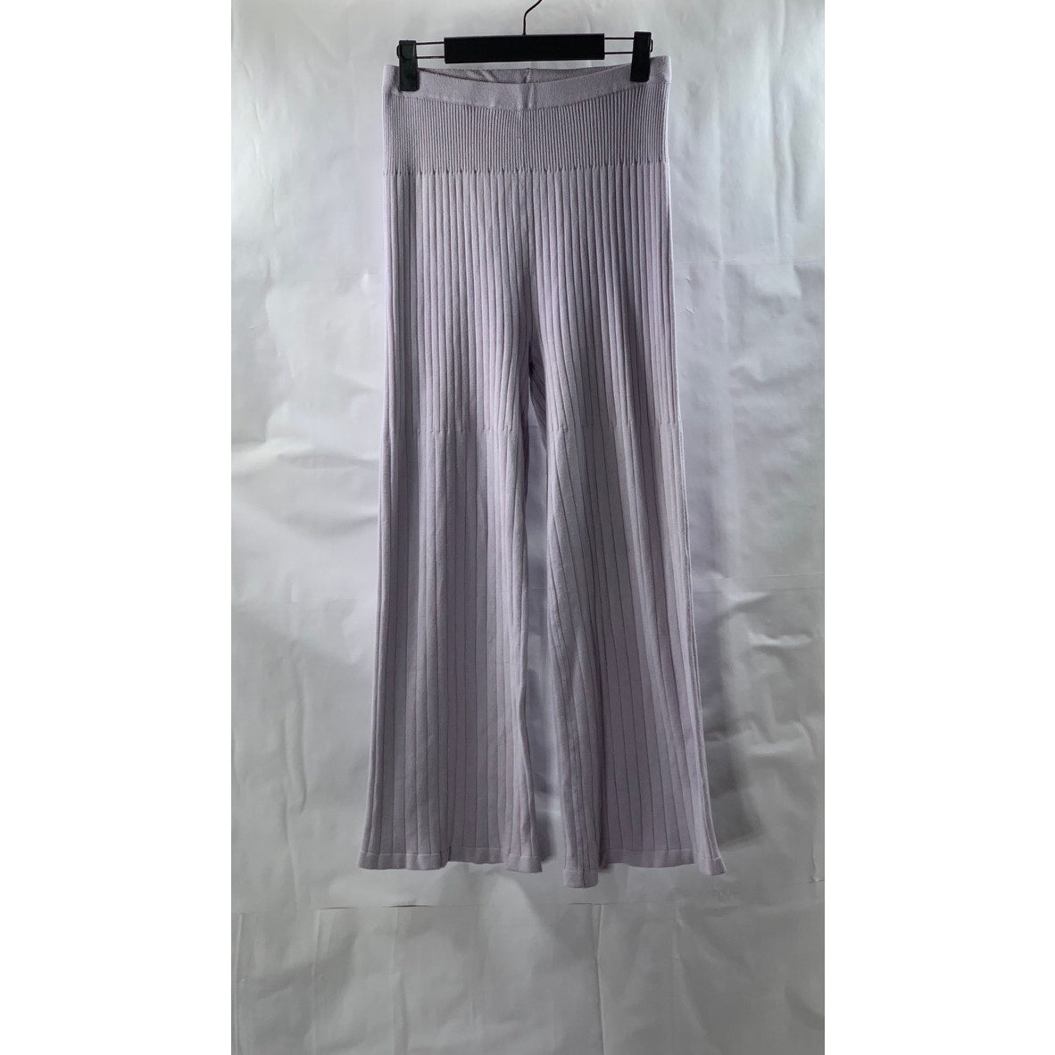 BCBGENERATION Women's Orchid Purple Rib Knit High-Rise Wide-Leg Casual Pant SZ S