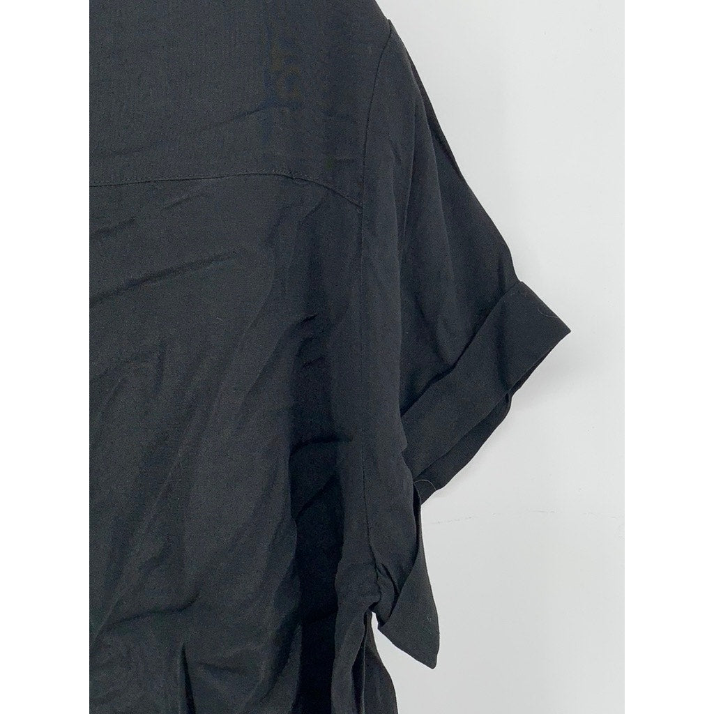 BANANA REPUBLIC Men's Black Short Sleeve Button-Up Cuban Shirt SZ XL