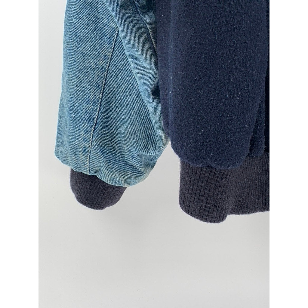 ARIZONA JEAN COMPANY Men's Blue-Navy Vintage 90's Button-Up Varsity Jacket SZ M