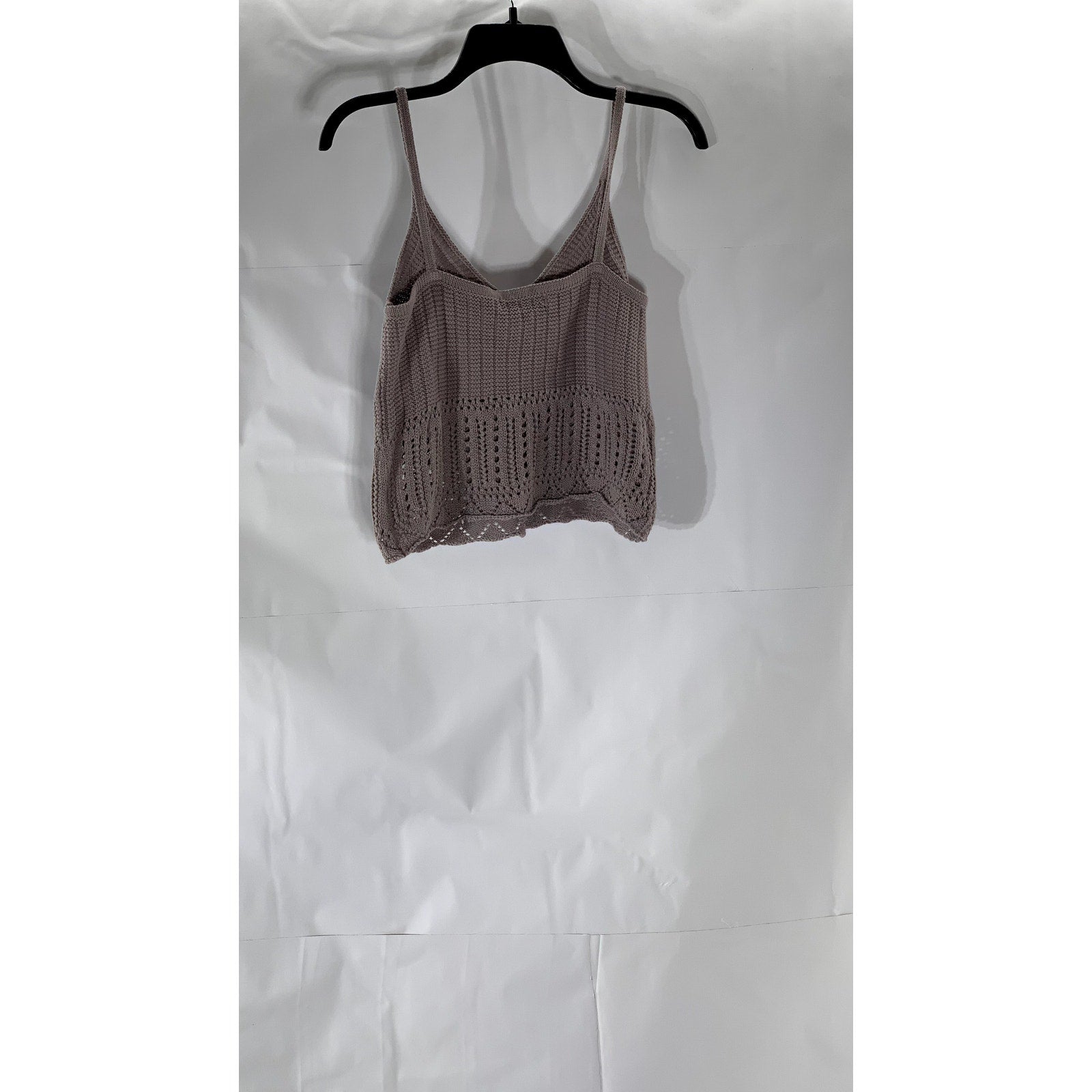 URBAN HERRITAGE Women's Gray Crochet Knit V-Neck Spaghetti Strap Tank Top SZ M