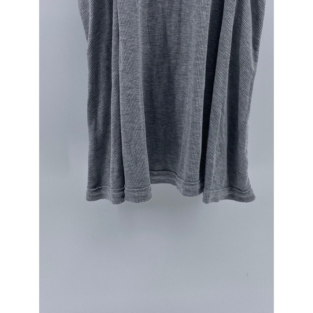 FREE PEOPLE INTIMATELY Women's Gray Ribbed Scoop-Neck Tunic Tank Top SZ S