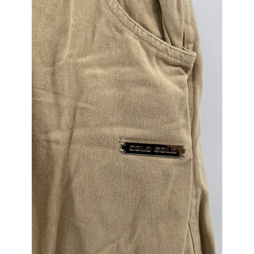 COLD GOLD Women's Tan Straight-Leg Pull-On Relaxed Fit Pant SZ M