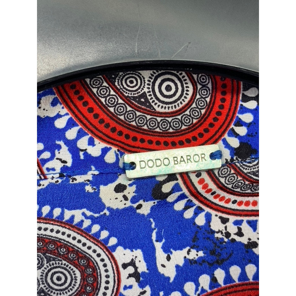 DODO BAR OR Women's Blue-Red Silk Paisley Mock-Neck Long Sleeve Top SZ 40(USS)