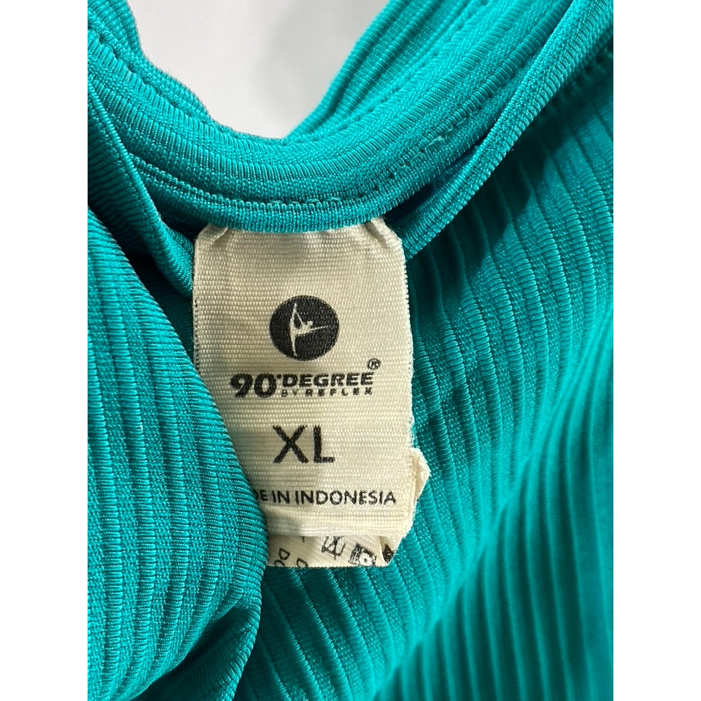 90 DEGREE BY REFLEX Women’s Blue Ribbed Crewneck Racerback Cropped Tank Top SZXL