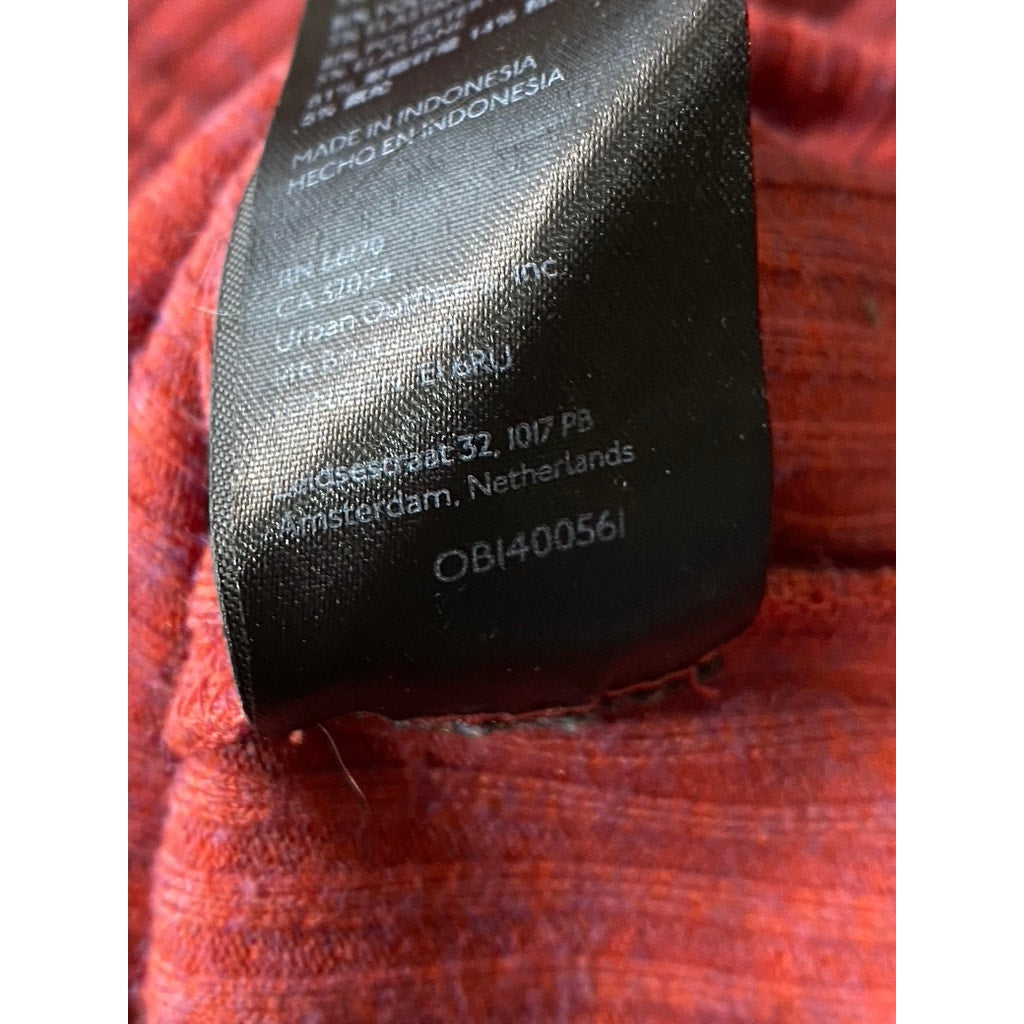 URBAN OUTFITTERS Women's Red Ribbed Square-Neck Long Sleeve Crop Top SZ S