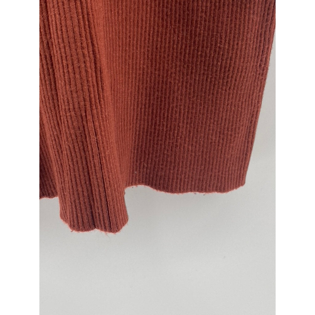 MADEWEEL Women's Brown Crewneck Rib The Signature Knit Cutaway Sweater Tank SZ S