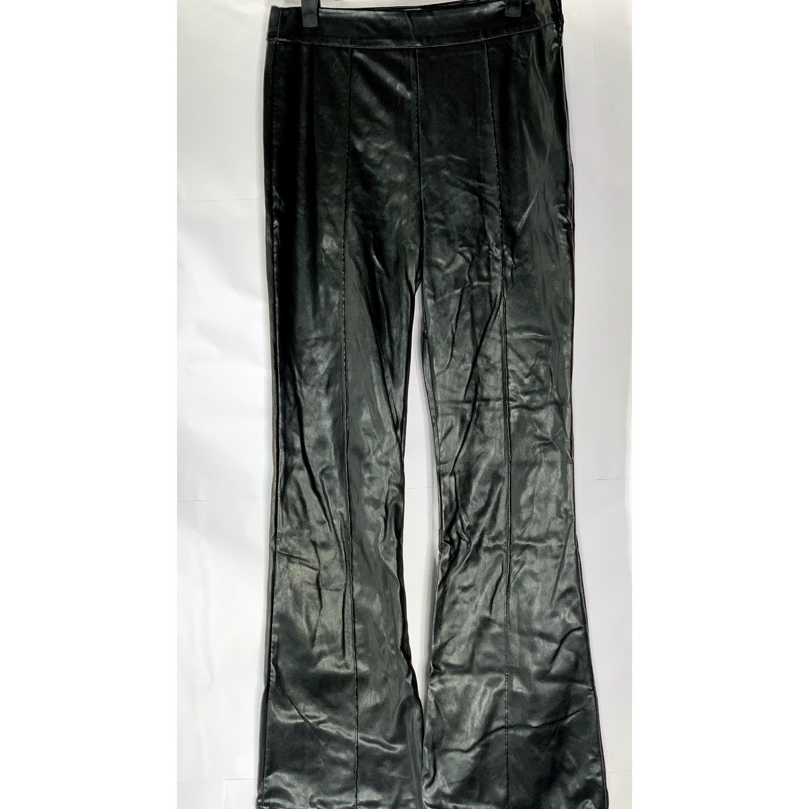 PRINCESS POLLY Women's Black Solid Braden Faux-Leather Wide-Leg Pull-On Pant SZ6