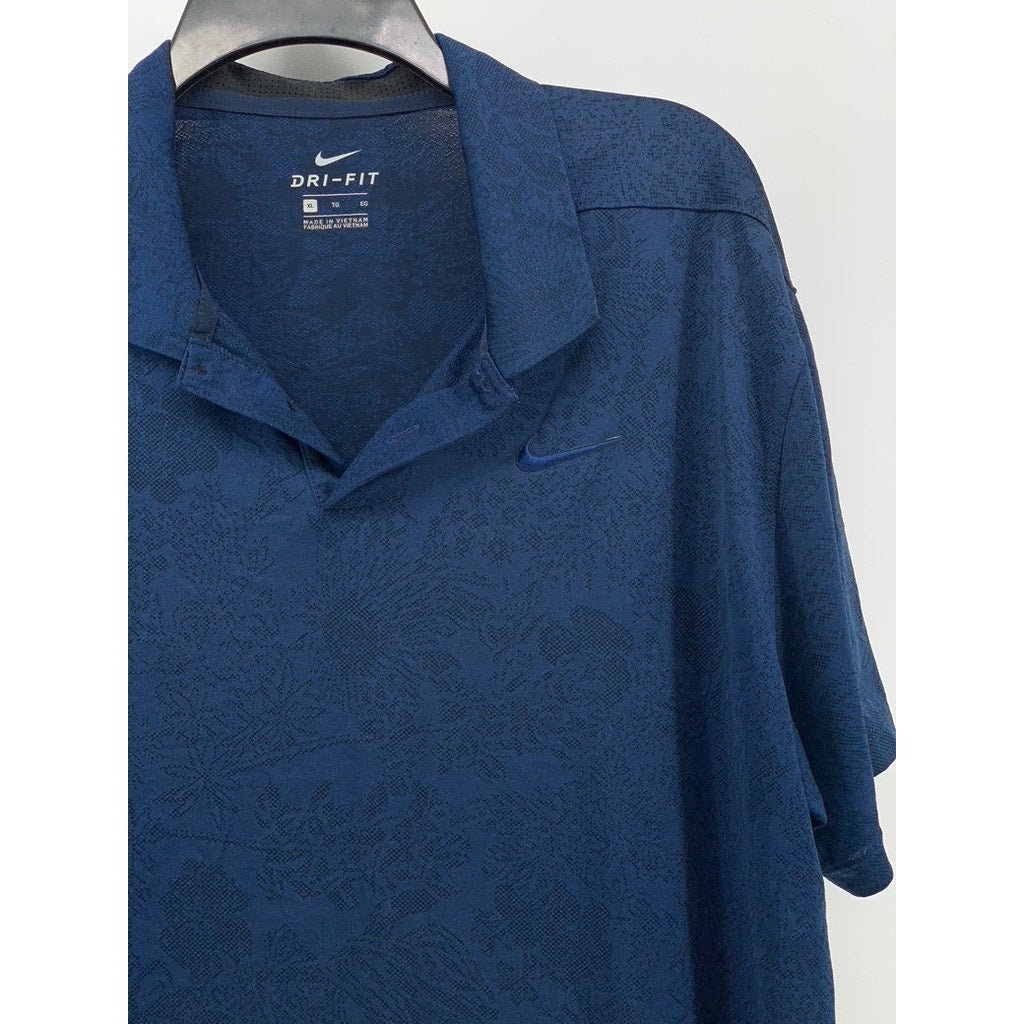 NIKE Men's Blue Dri-Fit Breathe Vapor Floral Golf Polo SZ XL