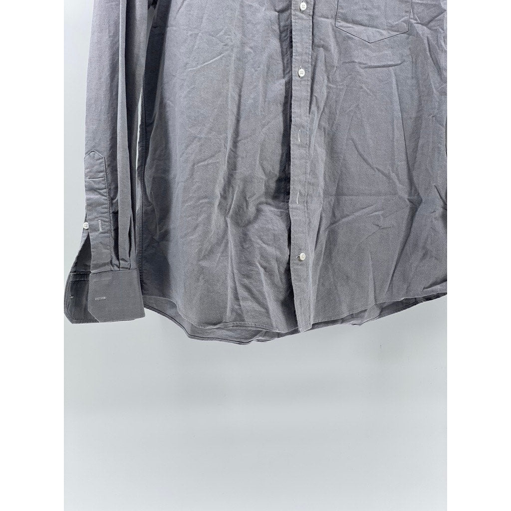 INDOCHINO Men’s Gray Button-Up Regular-Fit Long Sleeve Shirt SZ S