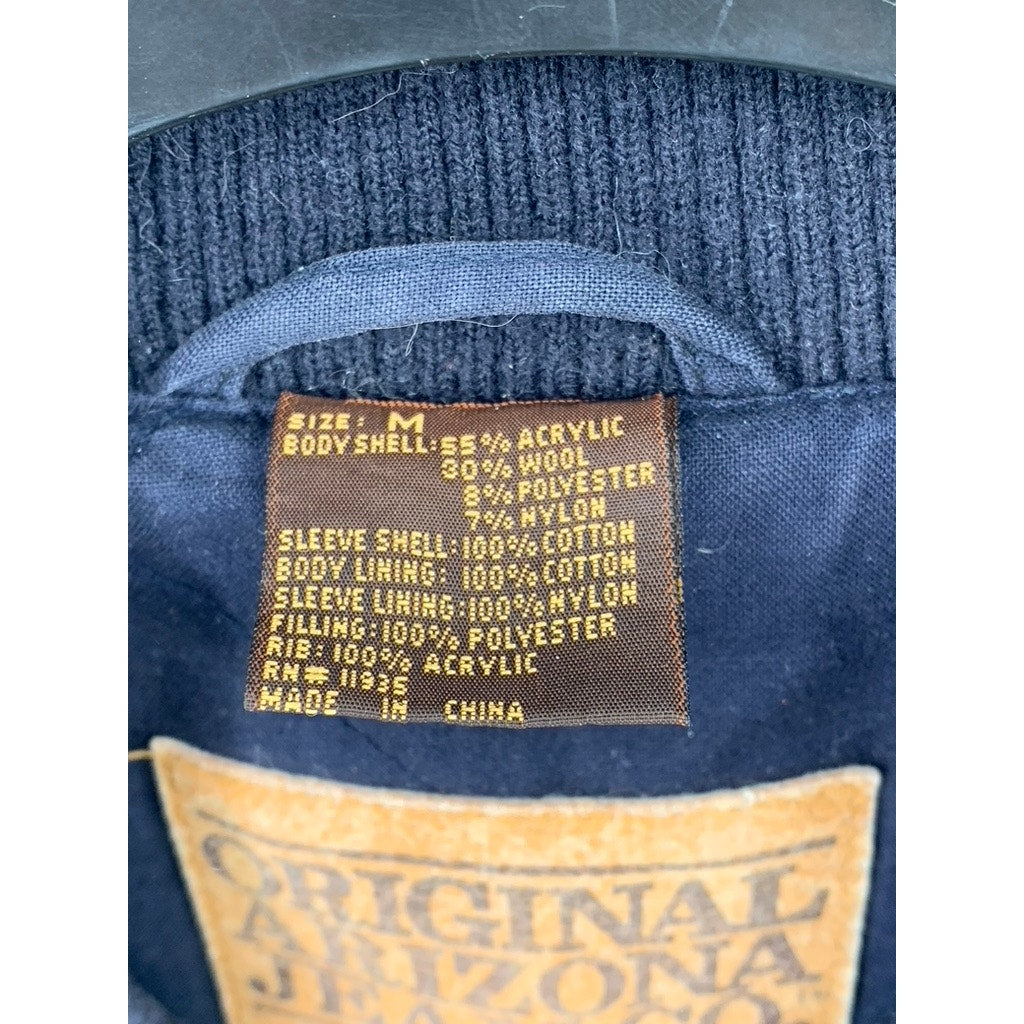 ARIZONA JEAN COMPANY Men's Blue-Navy Vintage 90's Button-Up Varsity Jacket SZ M
