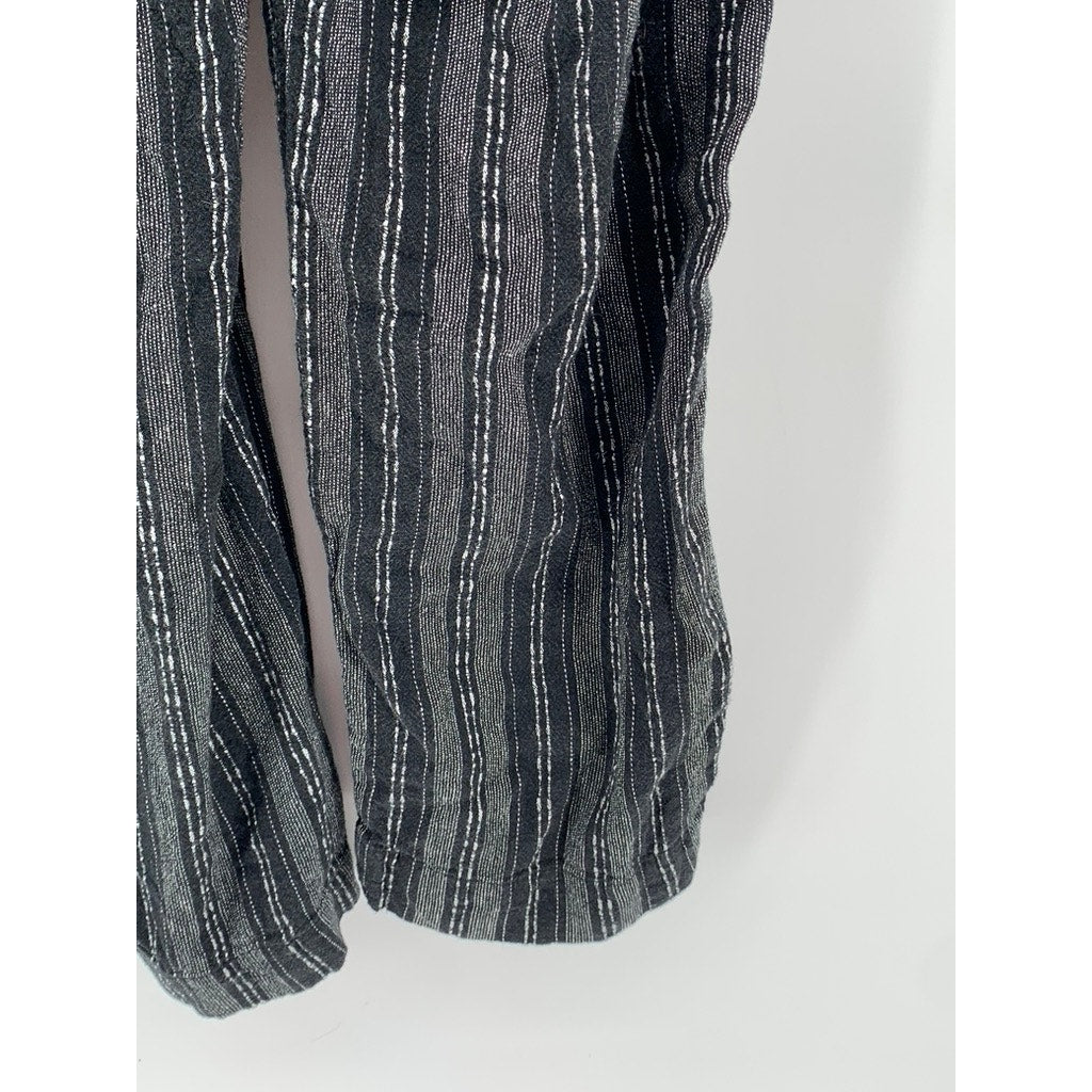 BRIGGS Women's Black Striped Straight Leg Pants SZ L
