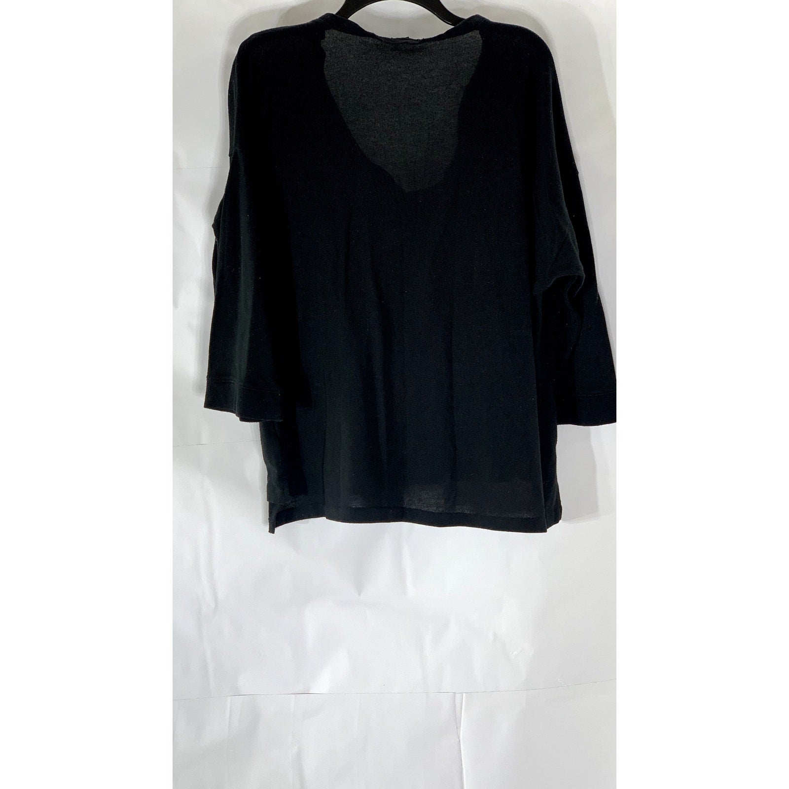 J.CREW Women's Black V-Neck Long Sleeve Knit Slit-Hem Sweater SZ XL
