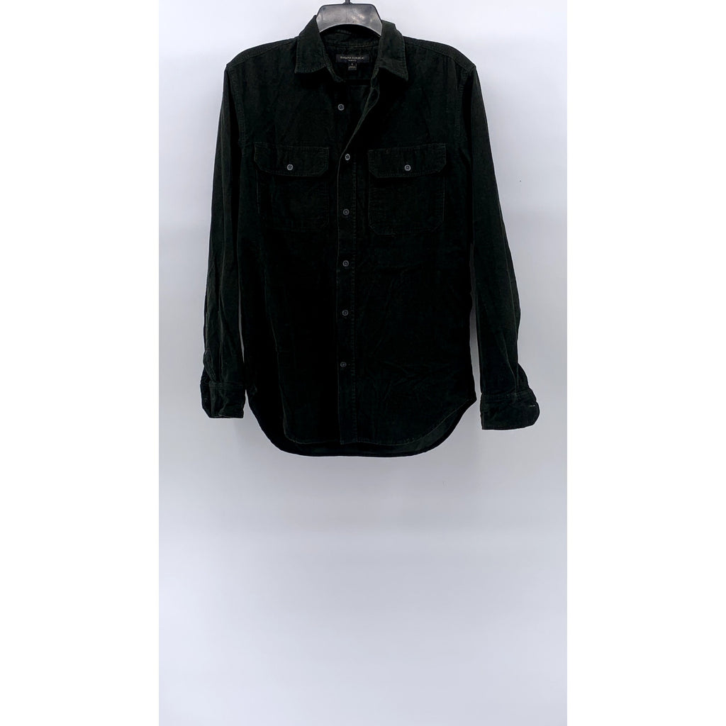 BANAN REPUBLIC Men's Green Corduroy Slim-Fit Button-Up Long Sleeve Shirt SZ S