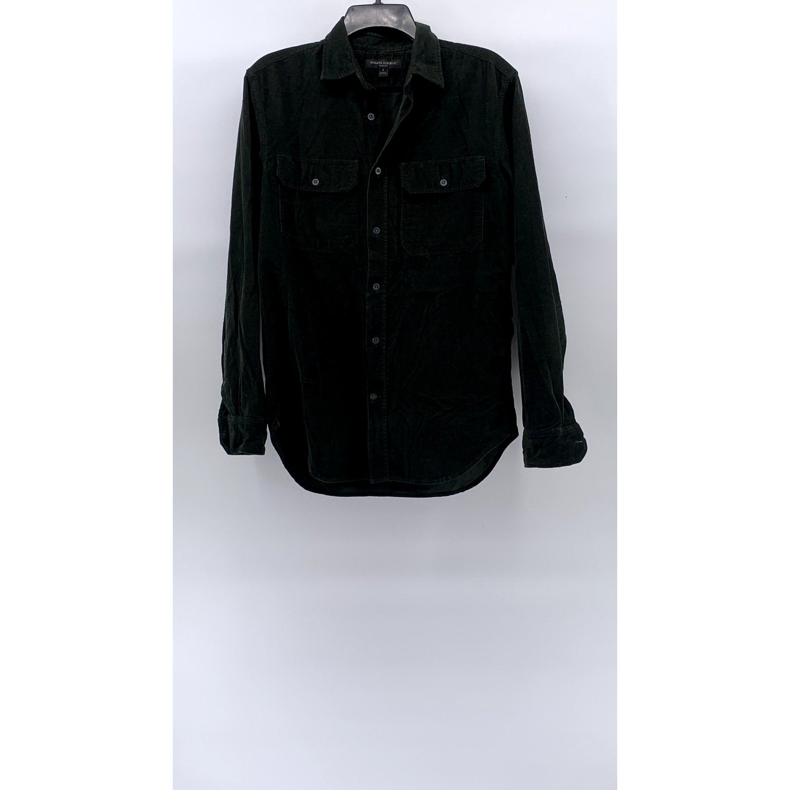 BANAN REPUBLIC Men's Green Corduroy Slim-Fit Button-Up Long Sleeve Shirt SZ S