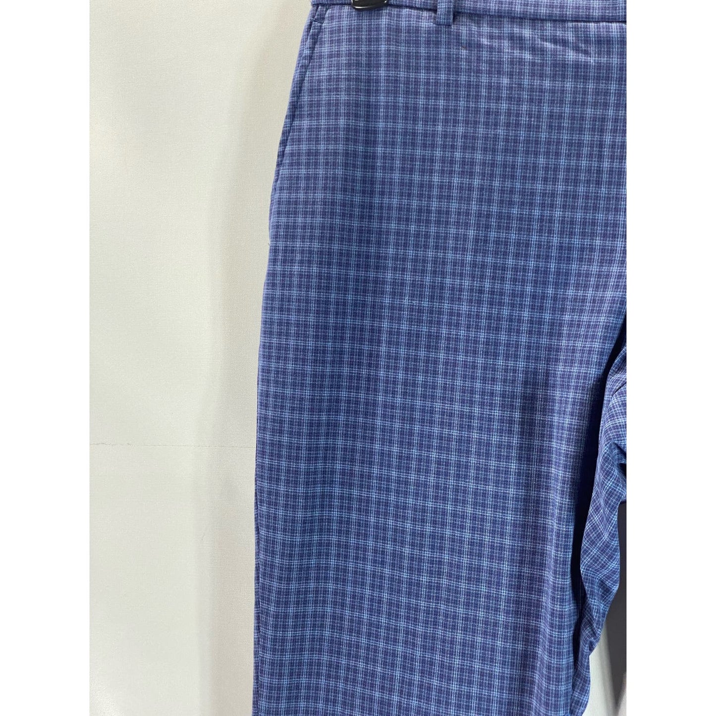 TOMMY HILFIGER Men's Blue Mini Check Modern-Fit Flat Front Dress Pant SZ 36X30