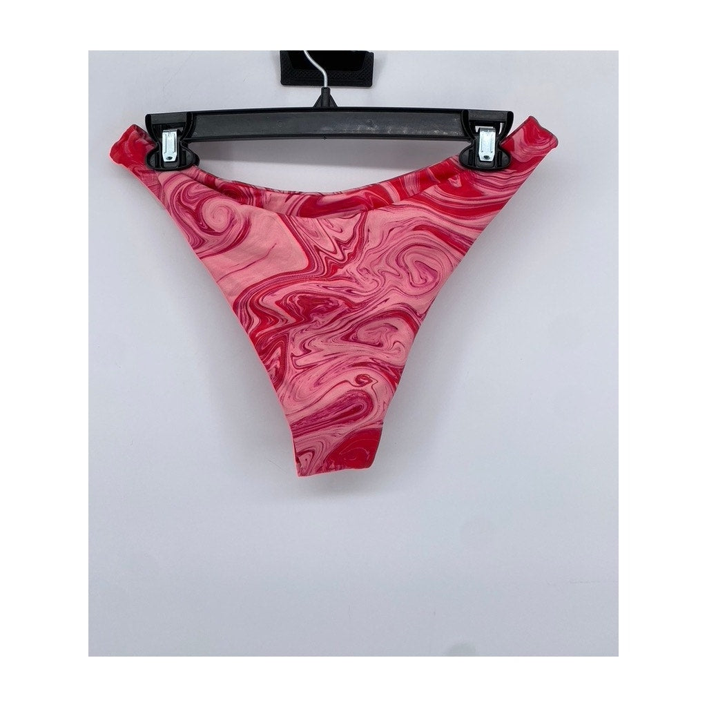SHEIN Women's Pink Swirl Print Cheeky Swim Bottom SZ L