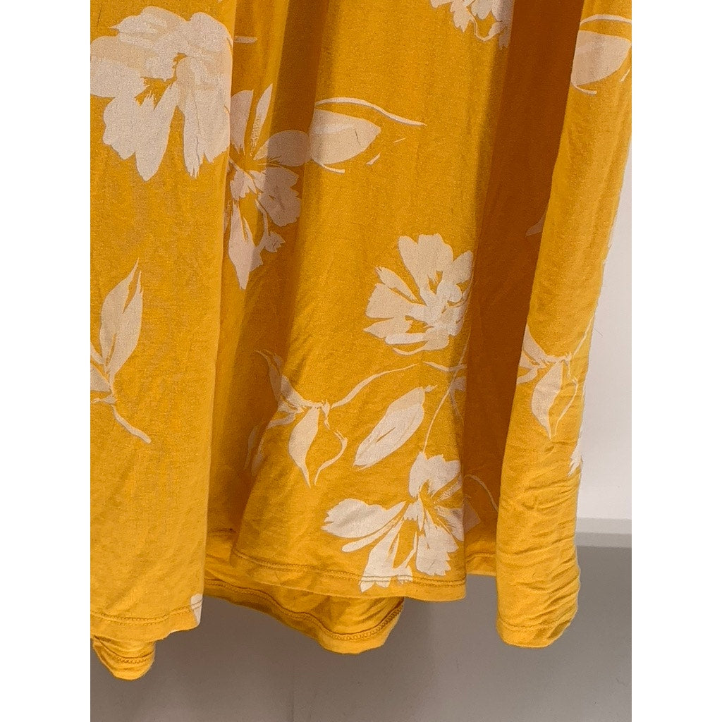ISABEL Women's Maternity Mustard Floral 3/4 Sleeve V-Neck Maxi Dress SZ 2XL