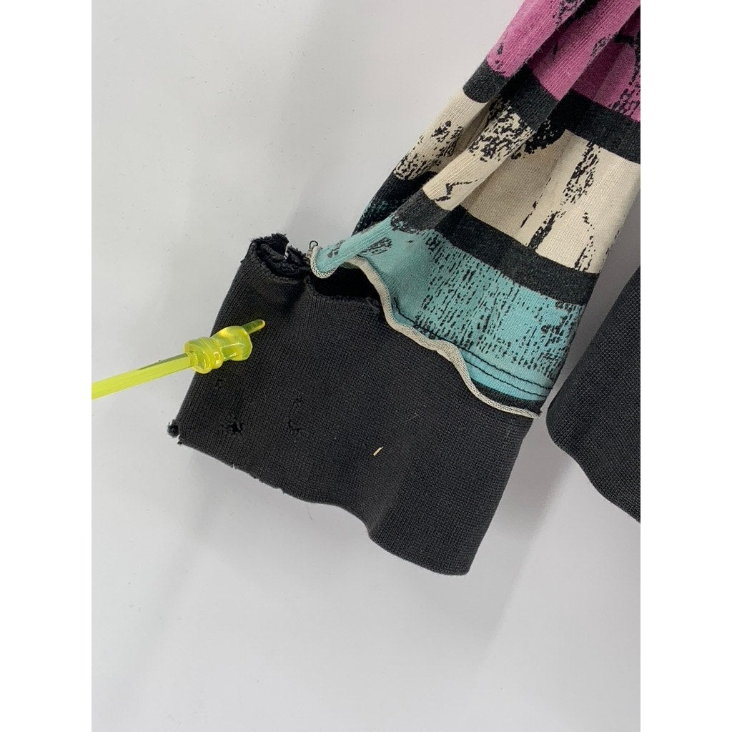 UNBRANDED Men's Black-Multi Striped Skull Graphic Casual Hooded Shirt SZ M