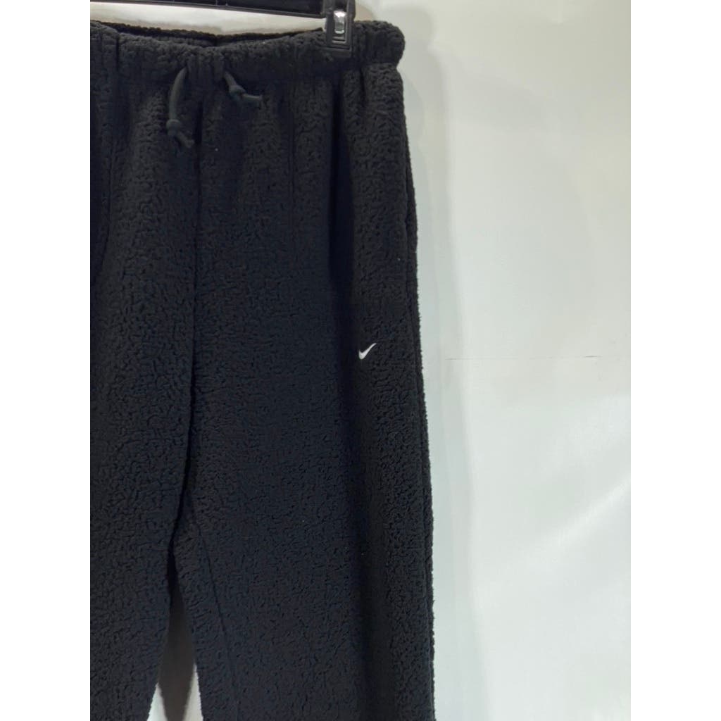 NIKE Women's Black French Terry Standard-Fit Therma Fit Training Pants SZ M