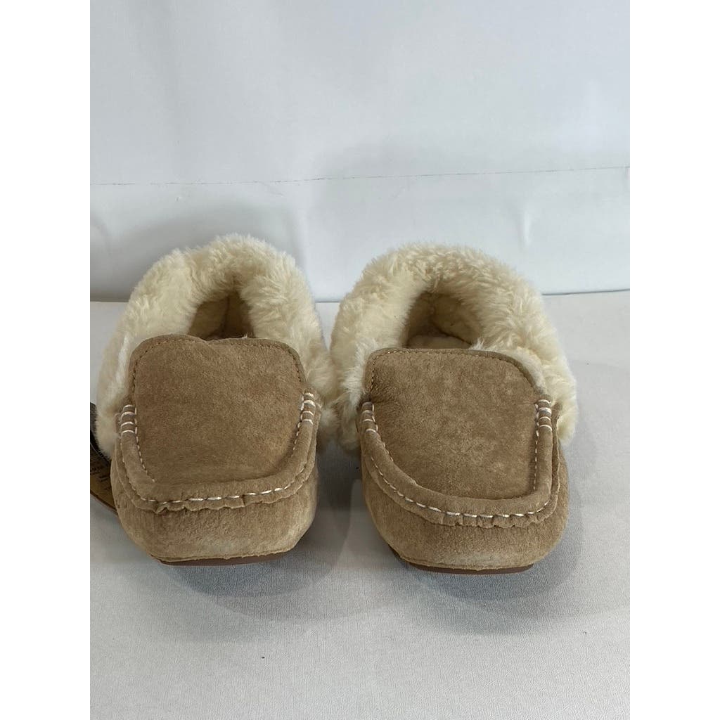 LAMO Women's Tan Suede Faux-Fur Aussie Moc-Toe Cirrus Memory Foam Slipper SZ 7